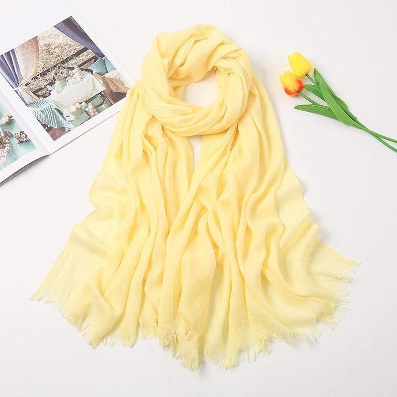 Solid Color Linen Scarf for Women  Spring and Summer New Cotton Candy Monochrome Warm Gauze Scarf Travel Sunscreen Shawl