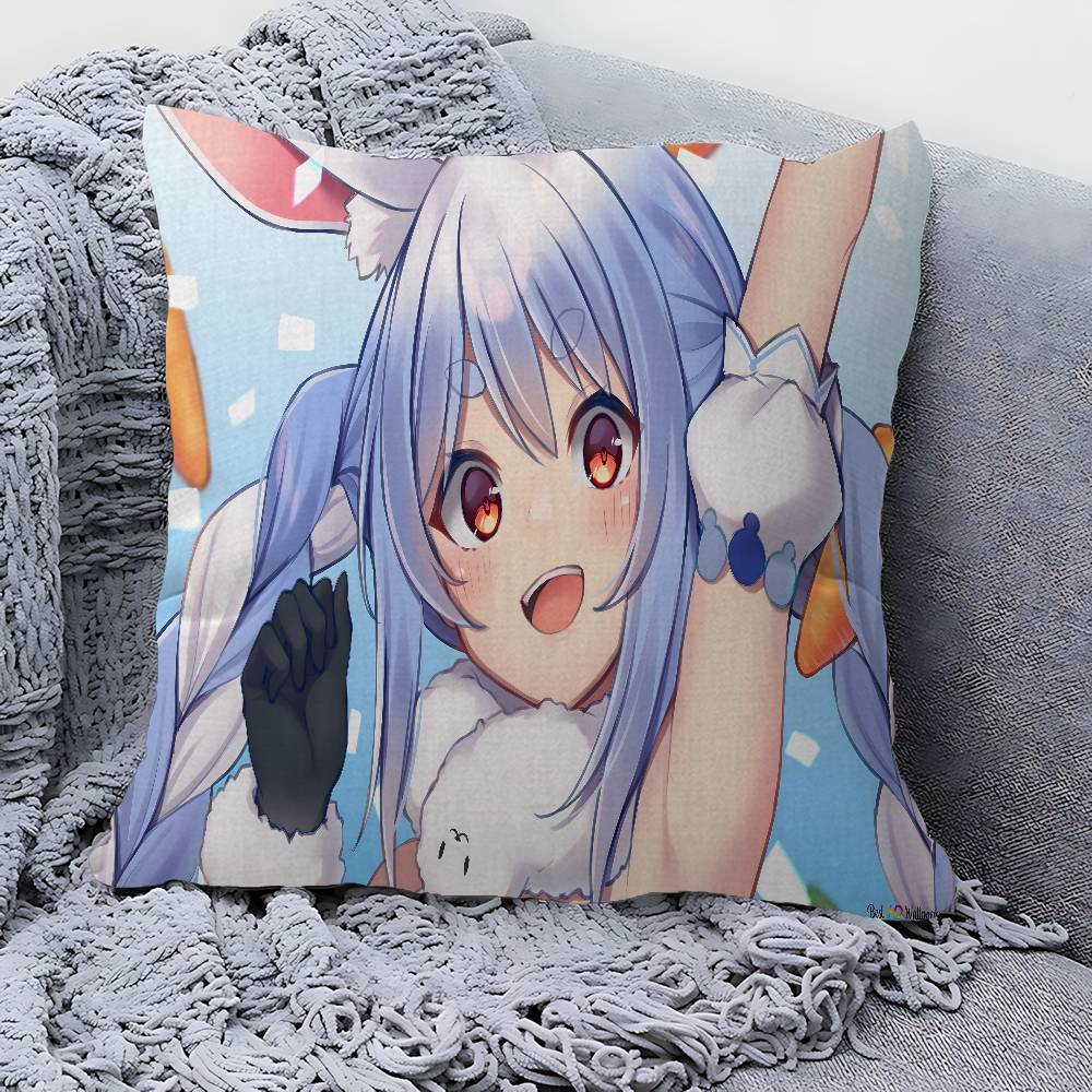 Game Hololive Usada Ppekora Pillow Covers Cartoon Sofa Decorative Home Doublesided Printing Short Plush Cute Cushion Cover