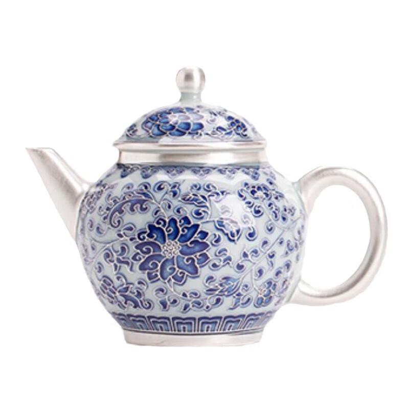 High-Grade Blue & White Gilt Silver Ceramic Tea Set