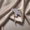 Ginkgo Leaf Pearl Diamond Brooch & Scarf Buckle for Women's Coat Accessory