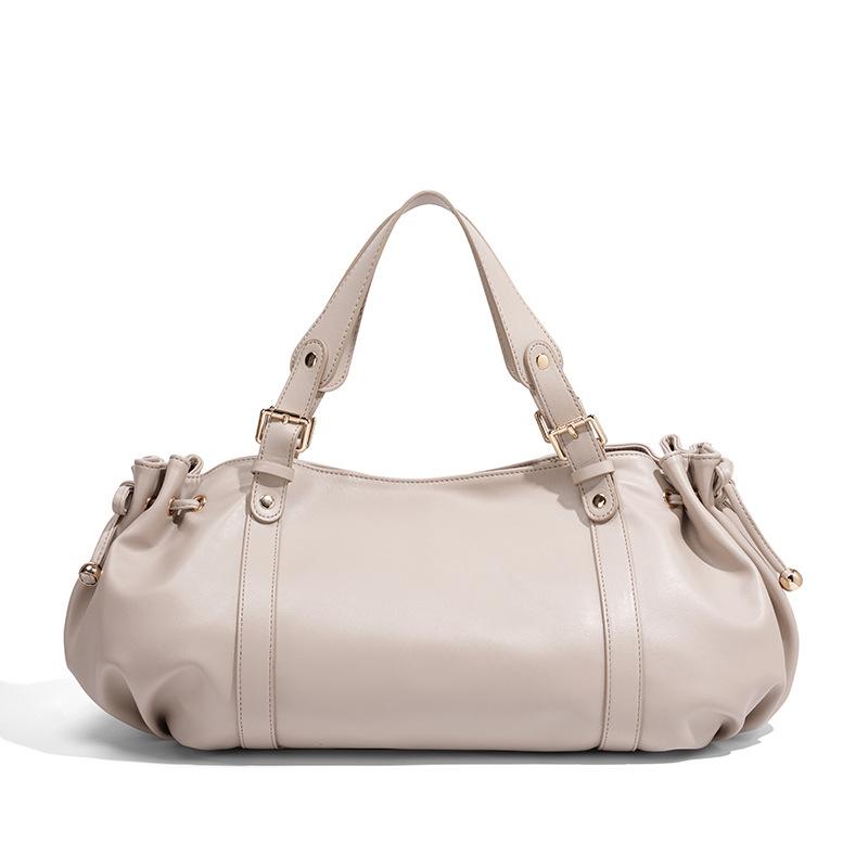 Borsa a Tote di Lusso Vintage Popolare da Donna in Morbido PU Monocolore Grande Capacità Essenziale Quotidiana Casual Borsa a Spalla