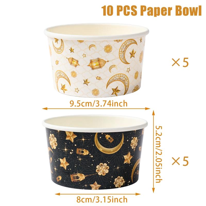 EID Mubarak Decoration Paper Bowl Ramadan Decor 2025 for Home Paper Bowl Ramadan Kareem Islamic Muslim Party Eid Al Adha Gifts