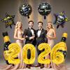 10Pcs 2026 Black Gold Happy New Year Balloon Set  New Year's Eve Party Atmosphere Decoration  Wine Bottle Aluminum  ballons