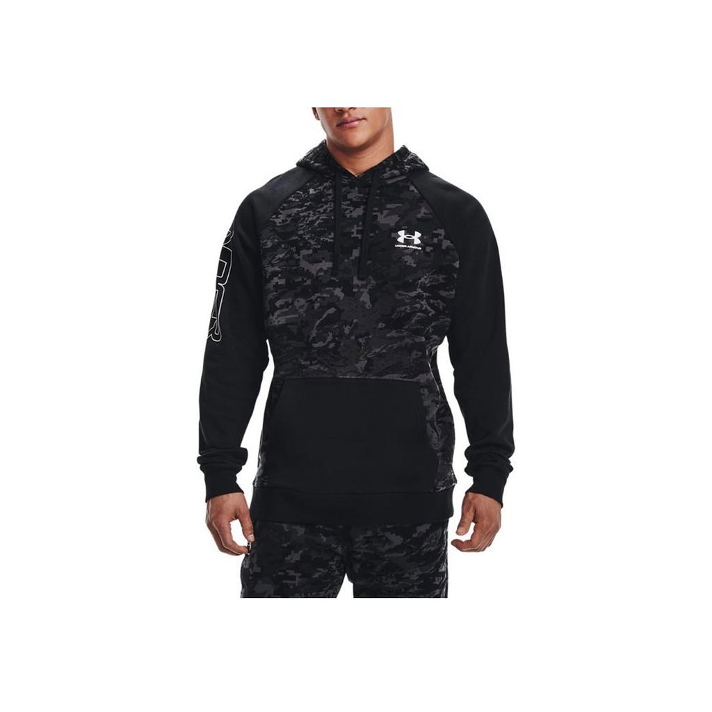 Under Armour Rival Camo Script Fleece Hoodie Men Hoodies Black 1366308-001