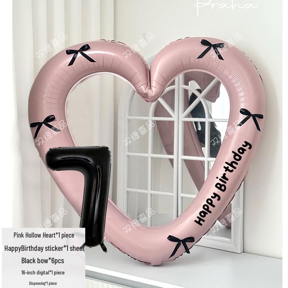 Pink Heart Cutout Balloon Photo Frame for First Birthday & Milestone Celebrations