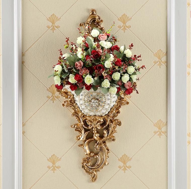 Luksusowe wiszące na ścianę wazony z żywicy z diamentami, doniczki na sztuczne kwiaty, rękodzieło, dekoracje na ścianę tła telewizora w salonie