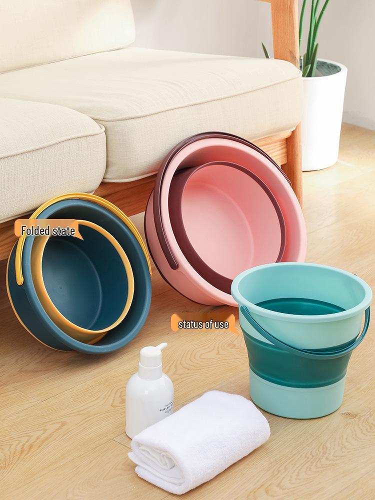 Portable Folding Bucket for Cleaning, Fishing, Car Washing, and Student Dorm Use