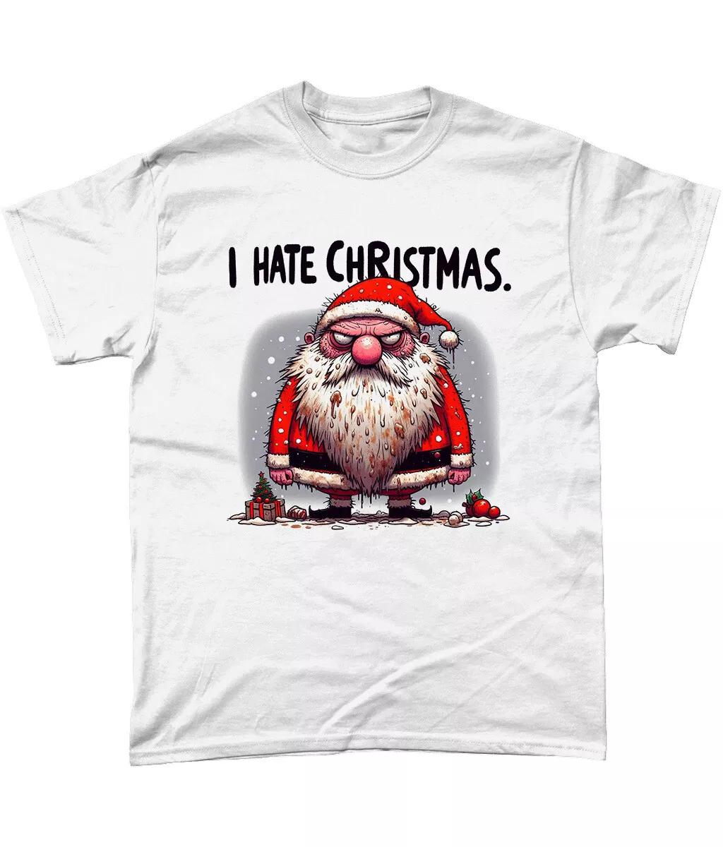 

Я ненавижу Рождество Футболка Анти-Рождество Ворчун Смешной Санта Подарок Саркастическая Новинка L