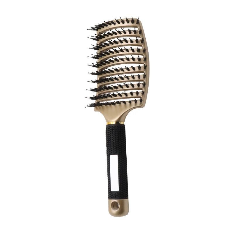 

Набор золотых расчесок для кудрявых волос: Цилиндрическая расческа из свиной щетины с большой изогнутой керамической алюминиевой трубкой для парикмахерского искусства.