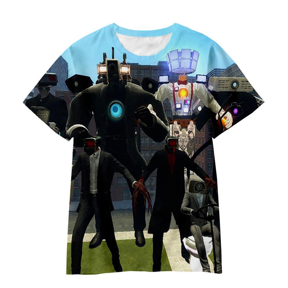 Cartoon Animation Surveillance Man Toilet Man TV Man Funny Cartoon Series 3D Printing Casual Loose Children's Clothing T-Shirt