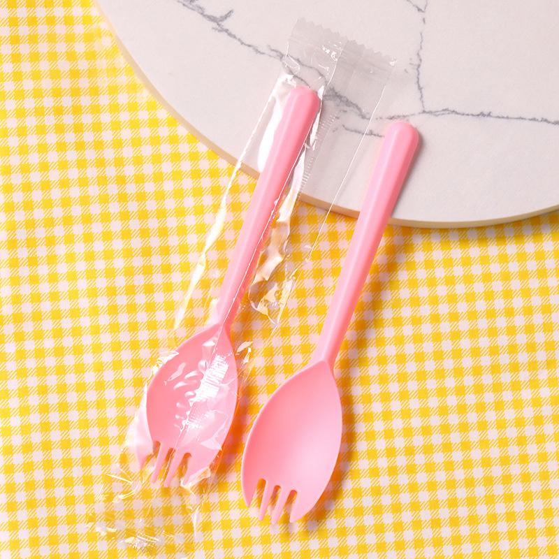 100Pcs Individual Packing Disposable Spoon Fork Degradable Ice Cream Spoons Durable Eco-Friendly Dessert Cake Scoop