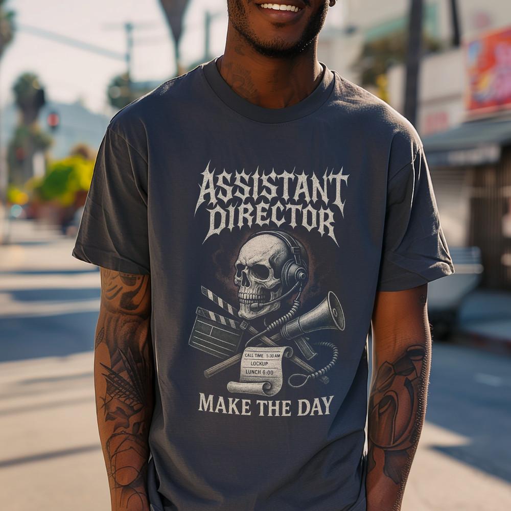 Assistant Director TShirt | Skull Graphic Film Crew Tee | Movie Lover amp; Gift Unisex T-Shirt L
