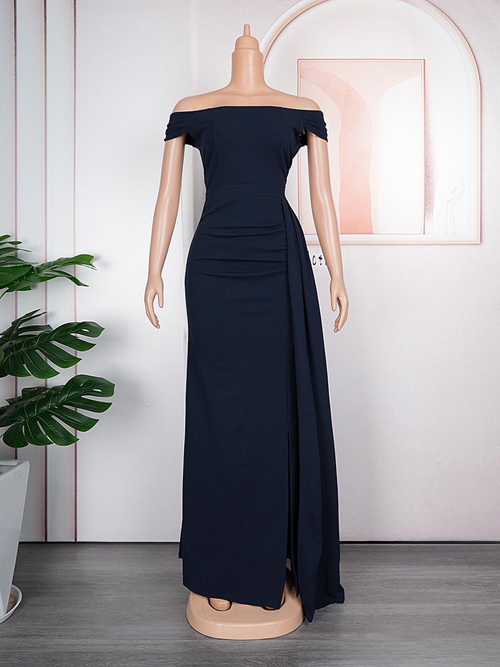 

Элегантная длинная юбка высокого класса: Европейский и американский стиль, африканский стиль, большие размеры L темно-синий