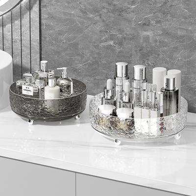 Makeup Perfume Organizer Tray 360 Degree Rotating Lazy Susan Makeup Brush Holder Skincare Cosmetics Storage with Large Capacity