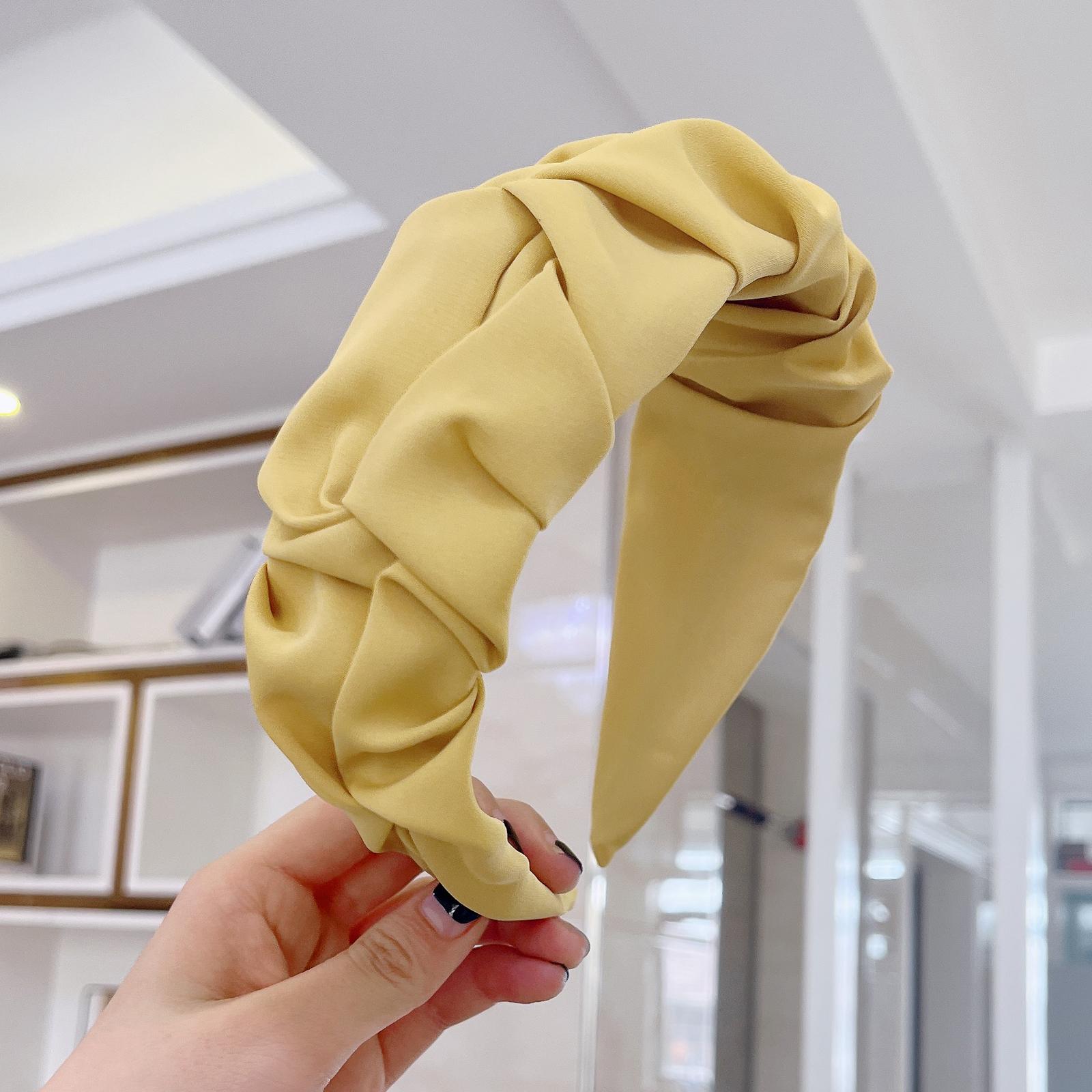 

PROLY Новая Мода Женская Повязка на Голову Широкая Боковая Плиссированная Повязка для Волос Повседневный Однотонный Тюрбан Весенние Аксессуары для Волос