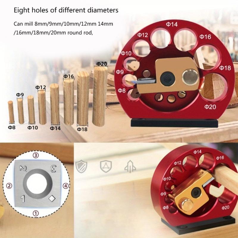 Dowel Jig Dowel Maker Jig 8 Holes Adjustable Dowel Maker Jig Kits with Metal Blade Electric Drill Milling Woodworking