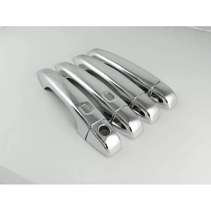 

For Trumpchi GAC GS8 2017 2018 Auto Door Handle Cap Cover Trim ABS Carbon Fiber Chrome Sticker Car Styling Accessories silver 2 buttons