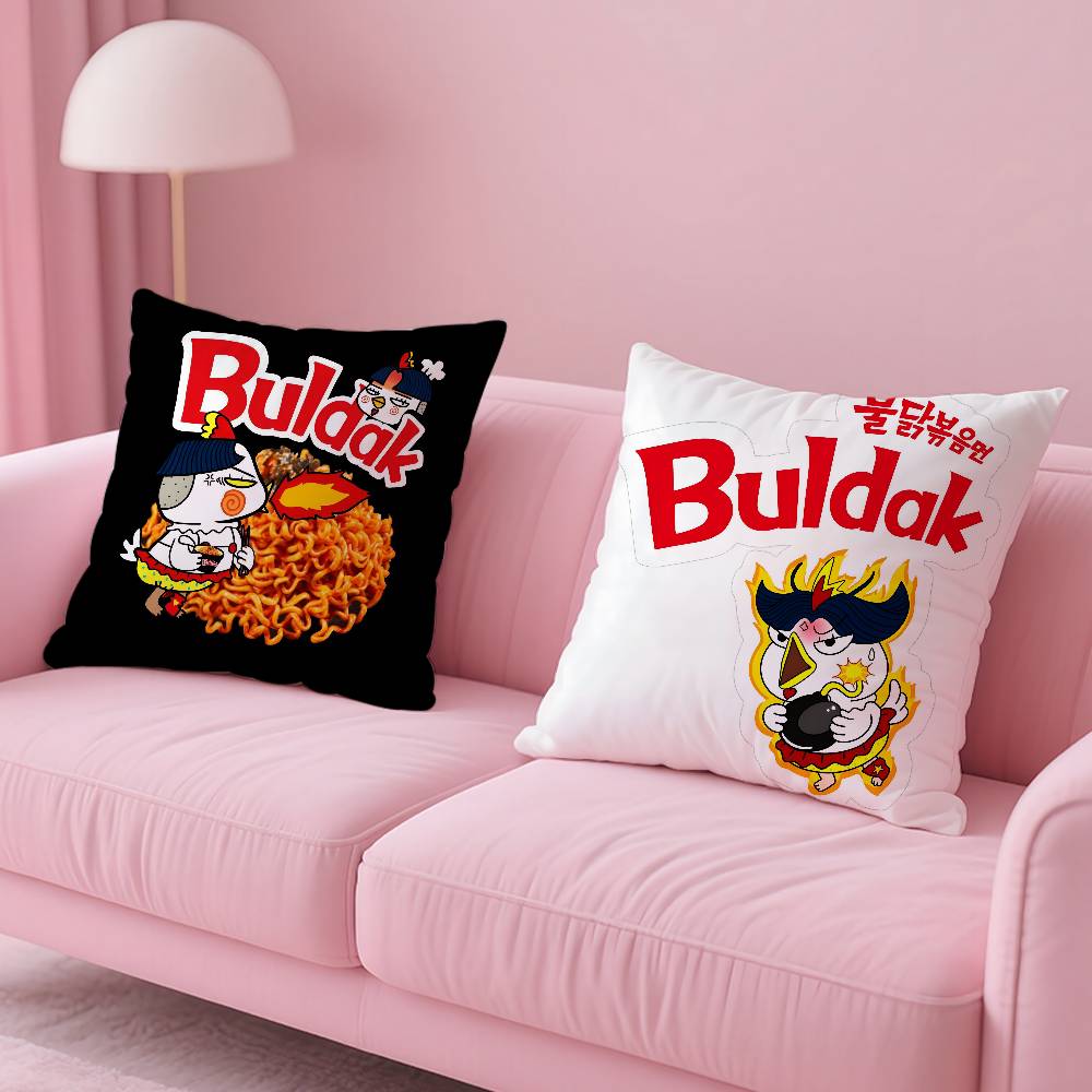 K-Kwaii Anime B-Buldak R-Ramesn Pillow Case Safe Custom Photo Pillow, Anti-Fade Brushed Fleece Cushion, Maternal & Infant Safe.