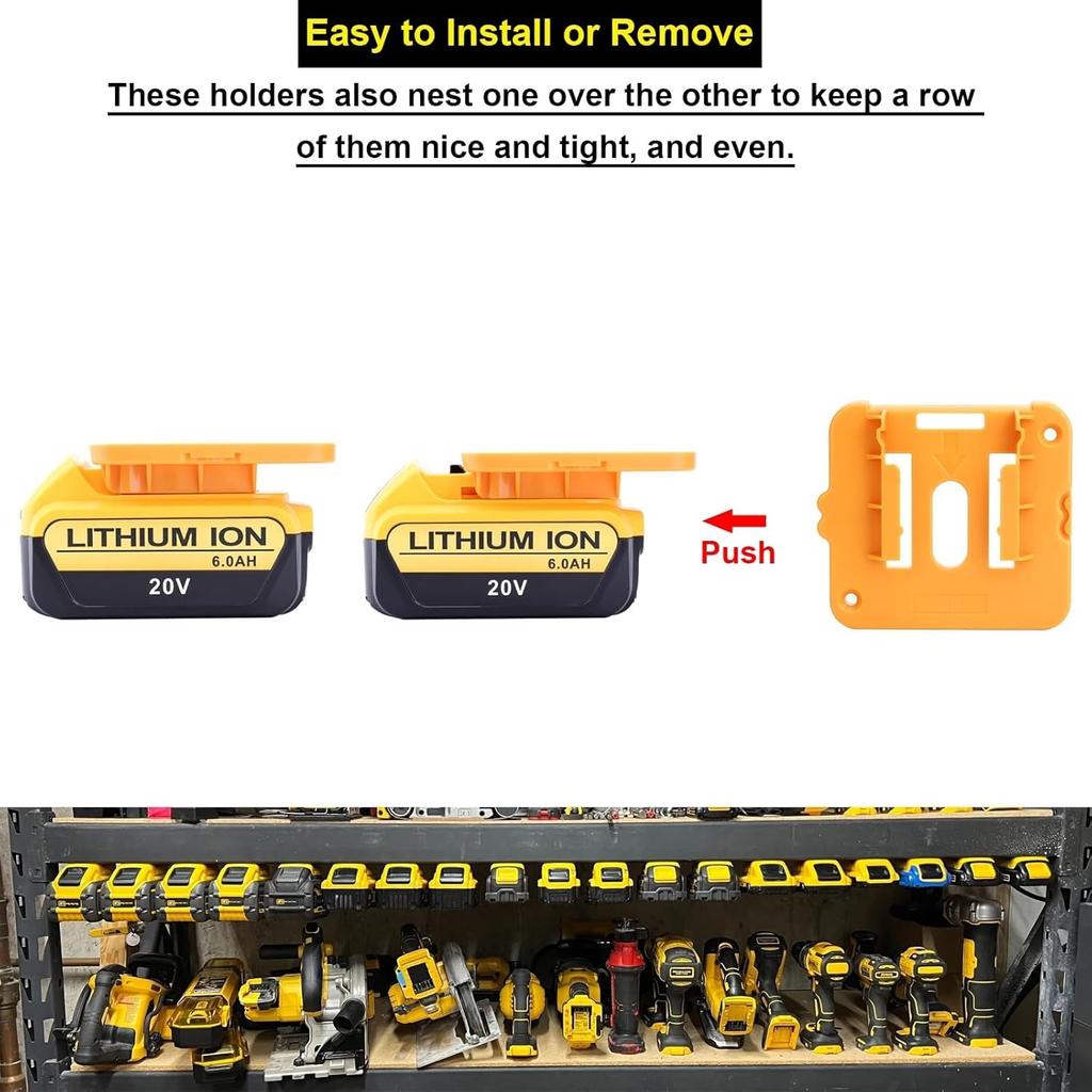 Battery Holder Storage Rack for Dewalt 20V 60V Battery Dock Holder Fit Wall Mount Battery Dock Warehouse Factory Truck Toolbox