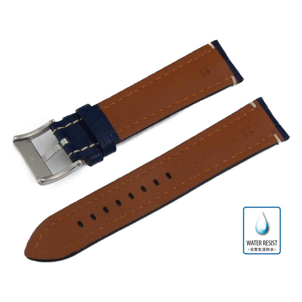 CASSIS DUSSELDORF 22mm Navy Blue Calfskin Embossed Watch Water Includes Replacement U1109480061022 Strap, Resistant, Tool,