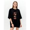 Oversized T Shirt Black Eye Pattern Print Graphic Tee Women Casual Streetwear Fashion Top Summer Outfit