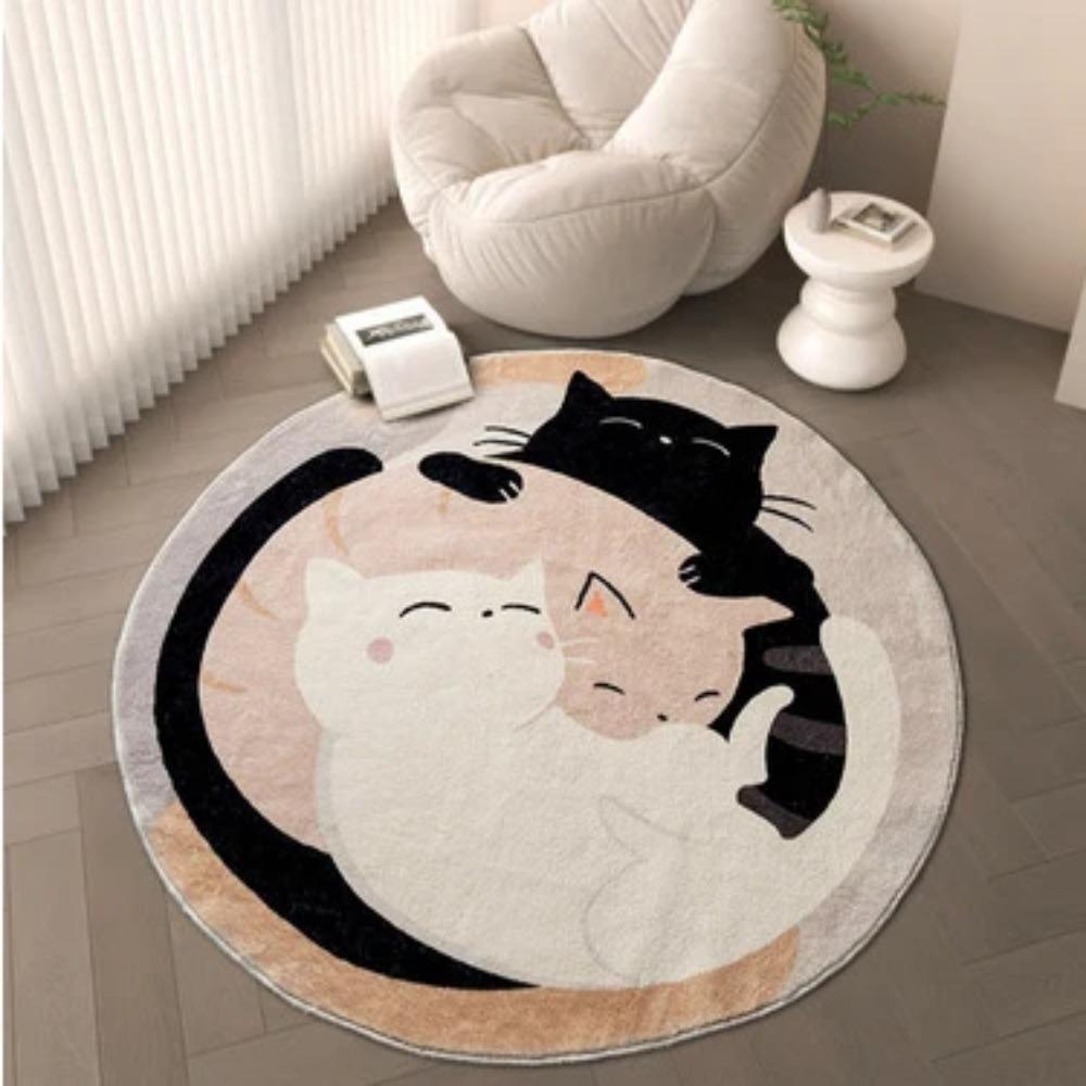 Fluffy Soft Baby Crawling Mat Cute Cartoon Rugs for Bedroom Thicken Washable Carpet Large Area Living Room Decoration Round Rug