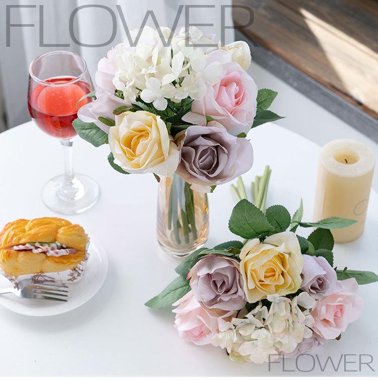 Rose-Colored Artificial Flower Bouquets for Home Decoration - GF12510