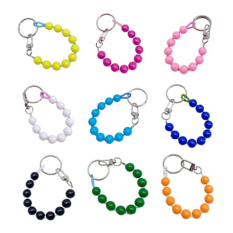 Colorful Beaded Keychain Unique Phone Charm Chain Eye Catching Keyring Decoration Bag Pendant for Various Occasion