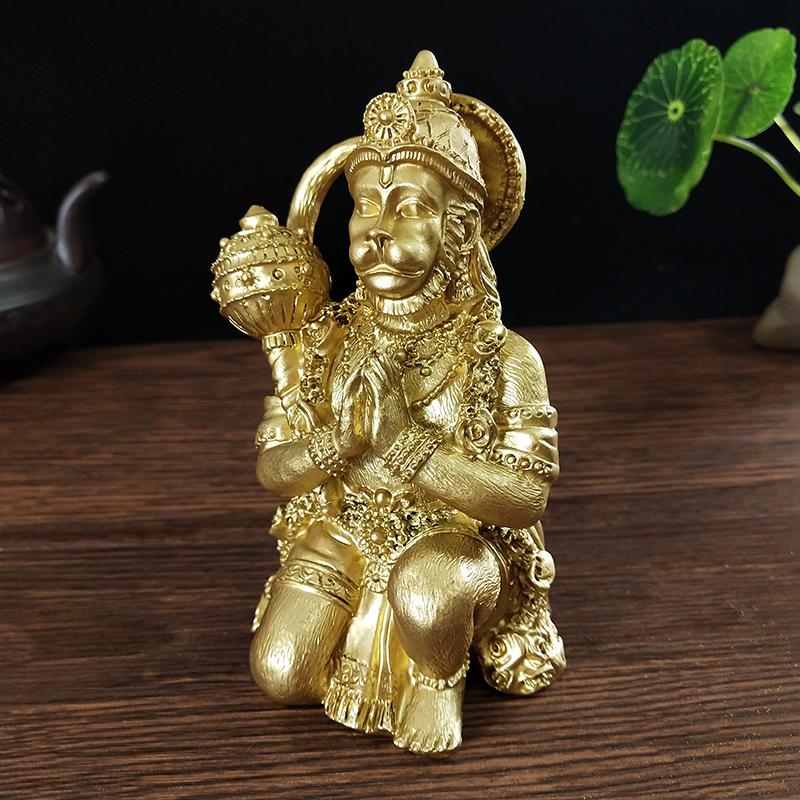 Golden Hanuman Statue Sculpture Big Resin Ornaments Hindu Monkey God Buddha Statues Figurine Home Decoration Lucky Gifts