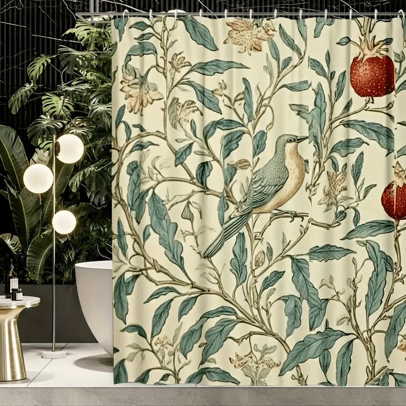 Botanical Shower Curtain Boho Bathroom Decor Tapestry Nature Print Vintage Cottagecore Shower Liner Waterproof Wall Art Tropical