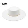 Sophisticated Daily Commuting Hat Retro Flat Top Hat, Wool Felt Pork Pie Bowler with Winter Warm Fedora for Women Metal Ring, Wide Brim Trilby
