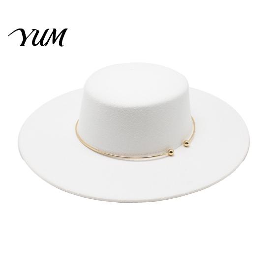 Sophisticated Daily Commuting Hat Retro Flat Top Hat, Wool Felt Pork Pie Bowler with Winter Warm Fedora for Women Metal Ring, Wide Brim Trilby