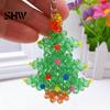 Decorative Bead Art for Home Christmas Tree Keychain, Faux Crystal Beaded Xmas Pendant, Personalized Holiday Party Decor 3D Key Ring Charm Accessory