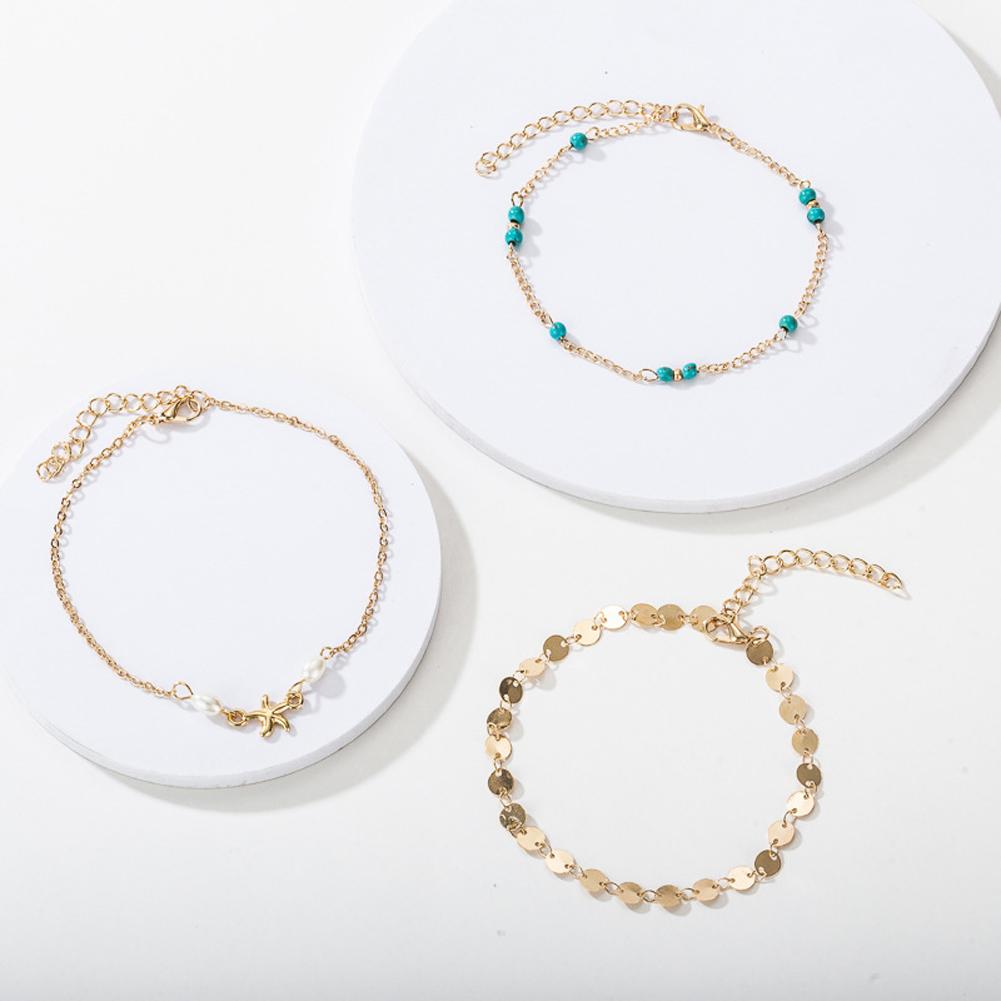 3 Pieces Set Of Women'S Alloy Anklet Fashion Simple Animal Popular Elements Disc Anklet