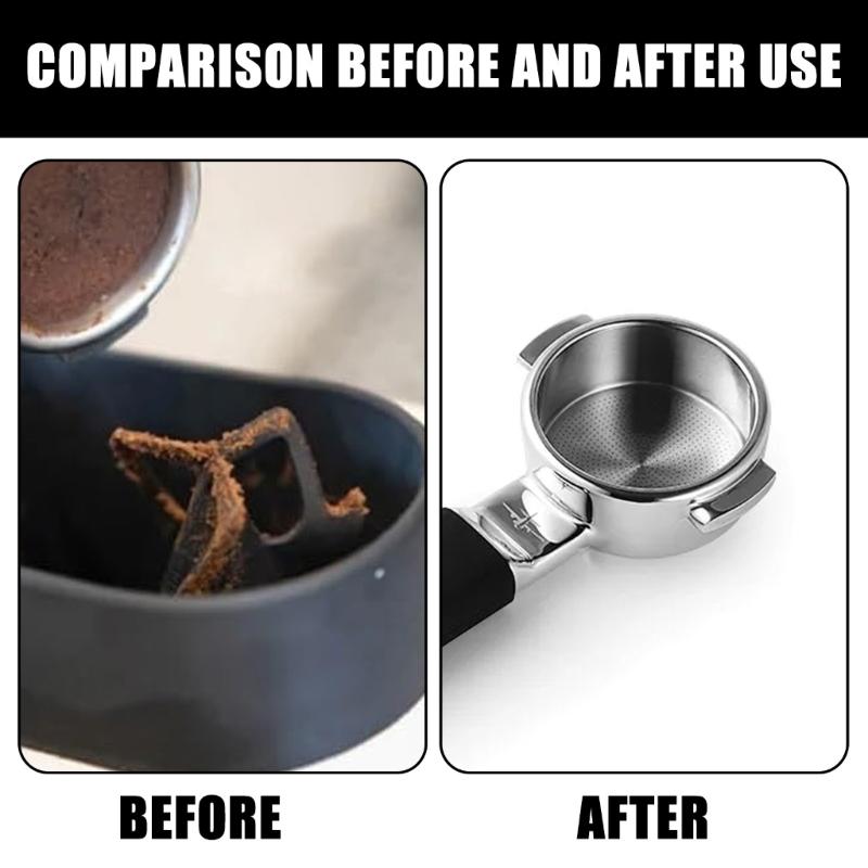 Professional Espresso Machine Cleaning Tool Set Includes Stable Portafilter Stand Deep Scrub Brush Grounds Catcher