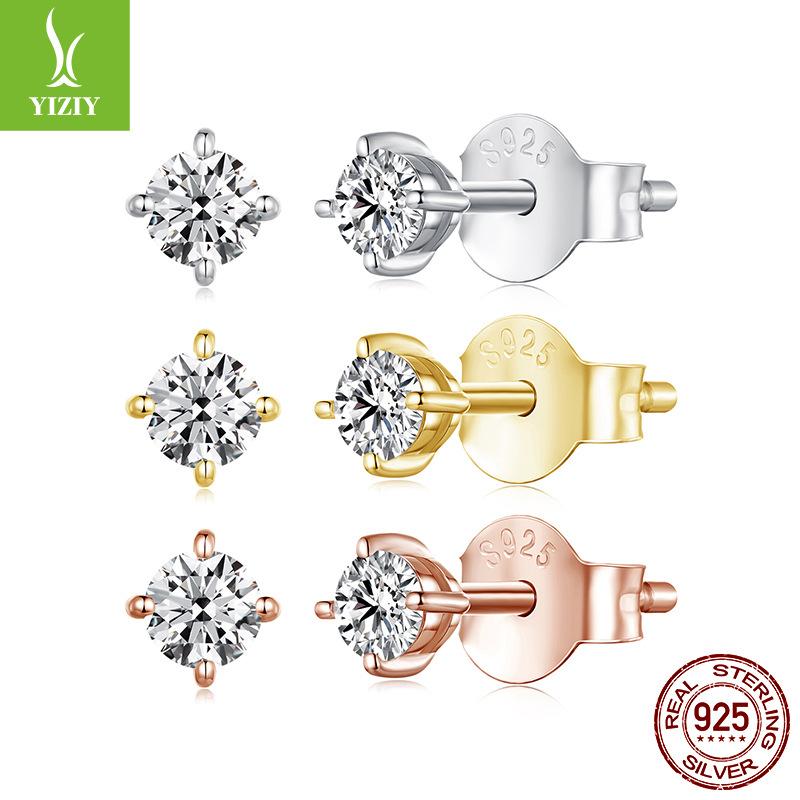 10 Points Four-Claw Moissanite Stud Earrings, Simple And Classic Versatile S925 Sterling Silver Moissanite Earrings.