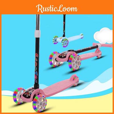 Children's Beginner Scooter For Toddlers Baby Single Foot Glide Green With Foldable Wide Deck Flashing Wheels