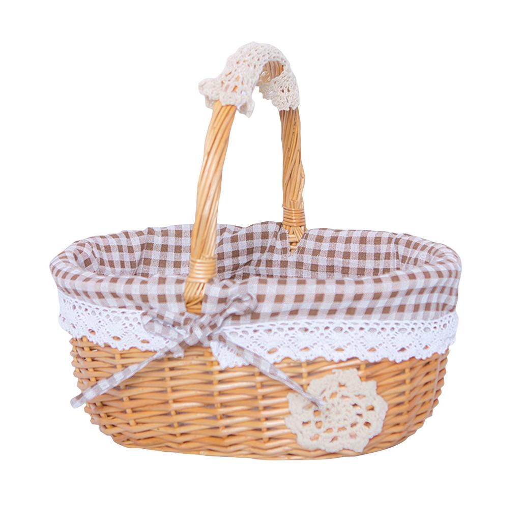 Woven Basket, Handcrafted Storage Basket With Handles And Linen, Multifunctional Bread And Fruit Container, Ideal For Family Gatherings