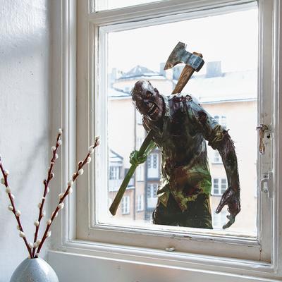 Halloween Simulácia Zombie Sekera Sklenené dvere a okná Dekoratívne nálepky na okná Elektrostatické UV