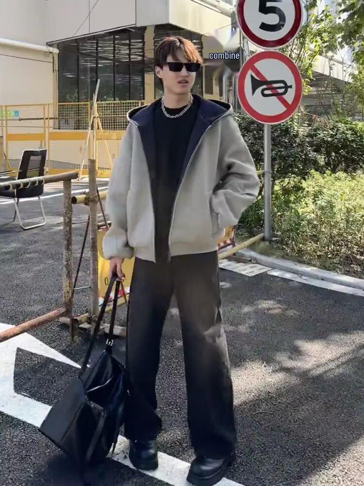 Unisex Heavyweight Trendy 2025 Hoodie – Autumn Corridor Style High Street Casual Sweatshirt