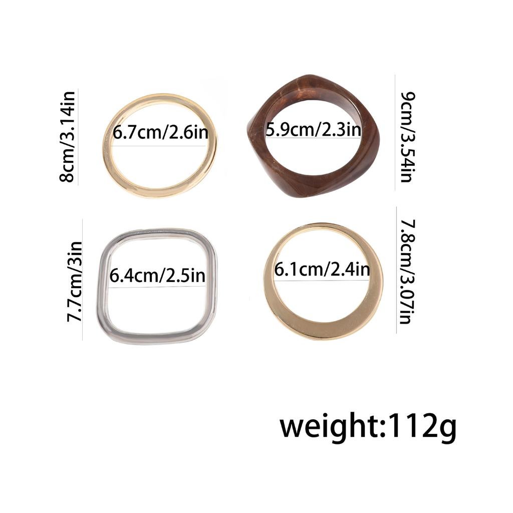 Personalized retro trend cold wind resin CCB geometric ring four-piece bracelet versatile casual women's models