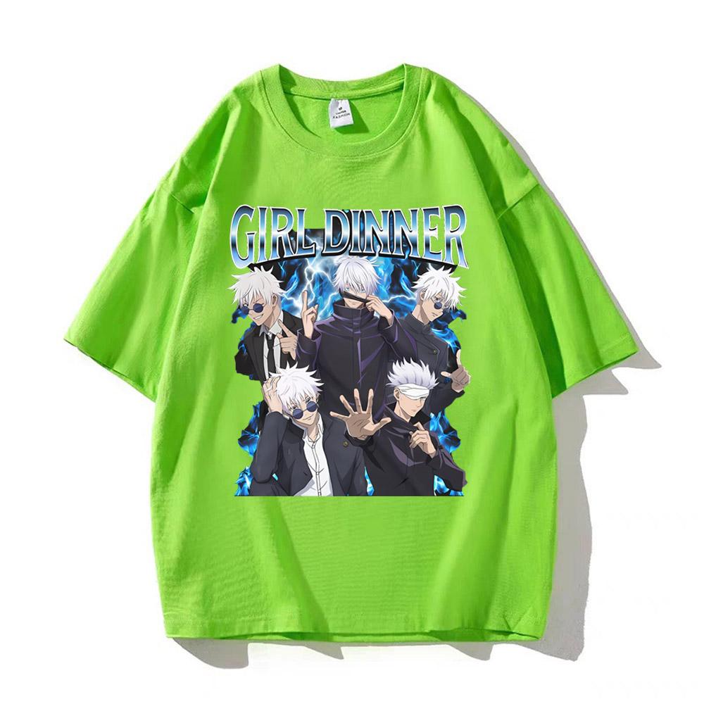 Satoru Gojo Jujutsu Kaisen T-Shirt Vintage Streetwear Japanese Anime Short Sleeve Men Clothing High Quality Cotton T Shirt
