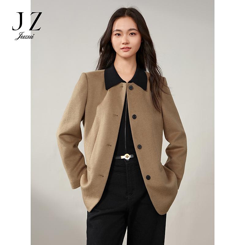 Jiuzi Anna Kou's minimalist smart style CHIC straight cut round neck suit jacket for women's autumn collection