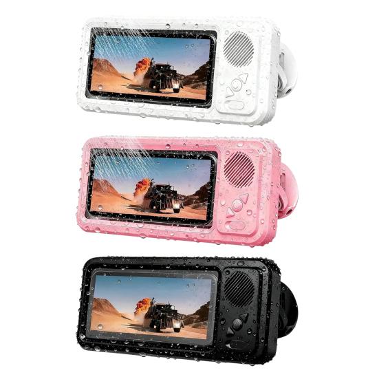 Yousheng Waterproof Mobile Phone Holder with Bluetooth-compatible Speaker Adjustable Rotation Shower Phone Stand Touch Screen Bathroom Mount