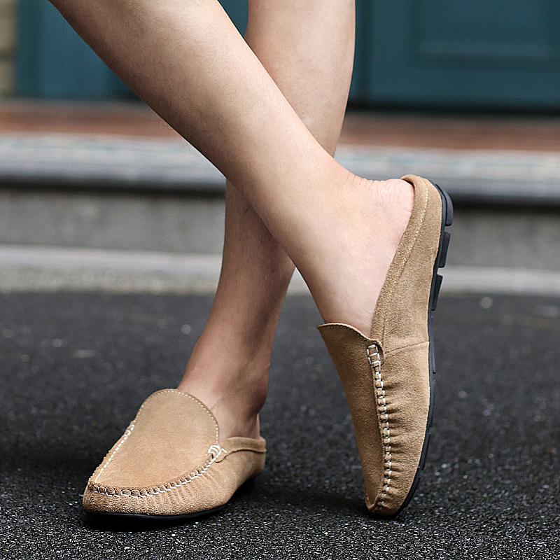 Scarpe Mezza Stagione Estive alla Moda da Uomo Mules Mocassini in Pelle Scamosciata Pantofole Mocassini da Uomo Comfort Antiscivolo Maschili Scarpe Casual da Guida