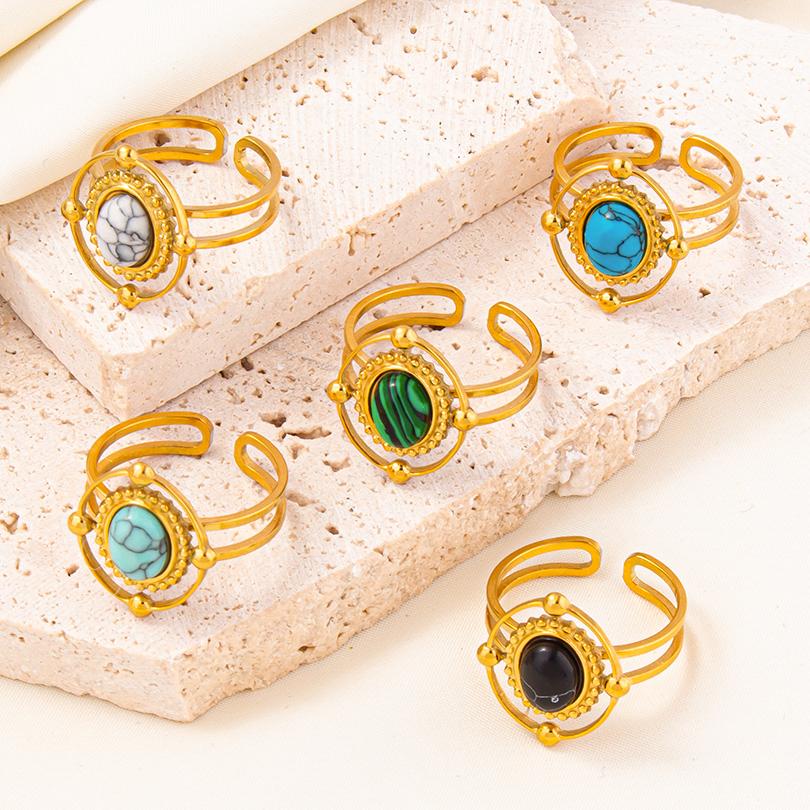 Moderne Sternenplanet Doppel-Schicht Oval Geometrisch Edelstahlringe Für Frauen Männer Schmuck Offen Verstellbarer Ring Geburtstag Anillos