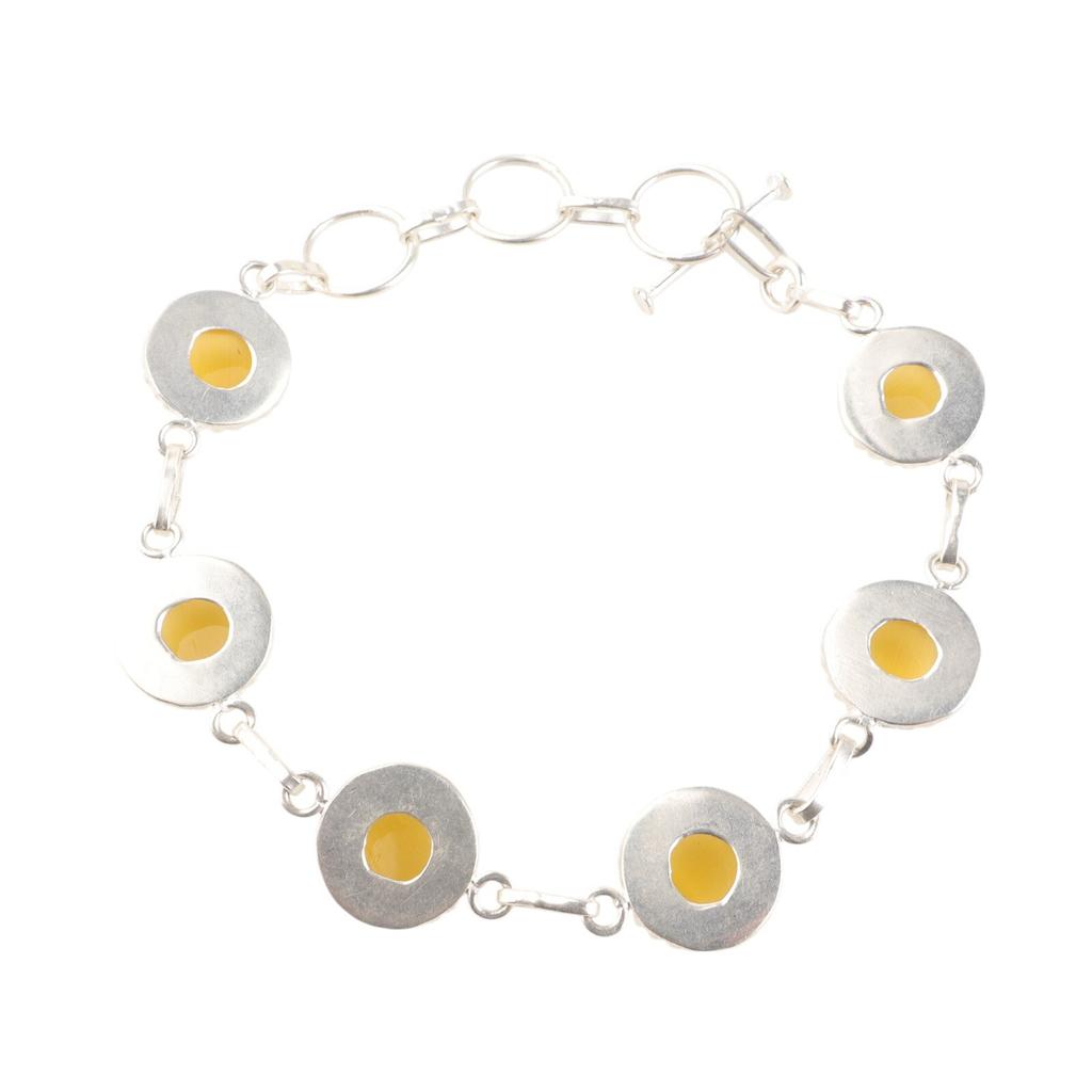 Natural Yellow Cat's  Eye Gemstone 925 Sterling Silver Handcrafted Boho Bracelet RB-9-31