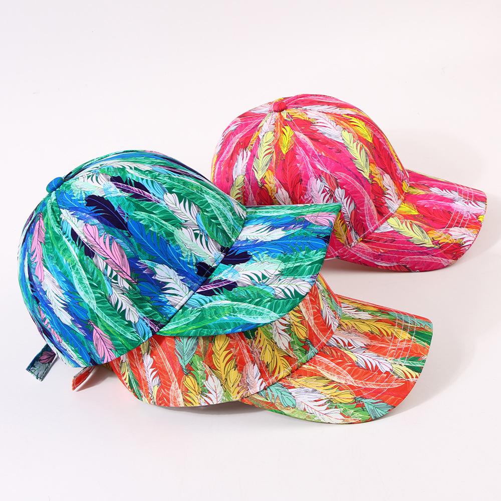 Baseball Cap Women Outdoor Sunscreen Snapback New Casual Dance Spring Summer Feather Graffiti Sun Hat Caps For Men Women Unisex