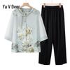 Yalu New Chinese Style Ice Silk Loose Top Set for Elderly Women