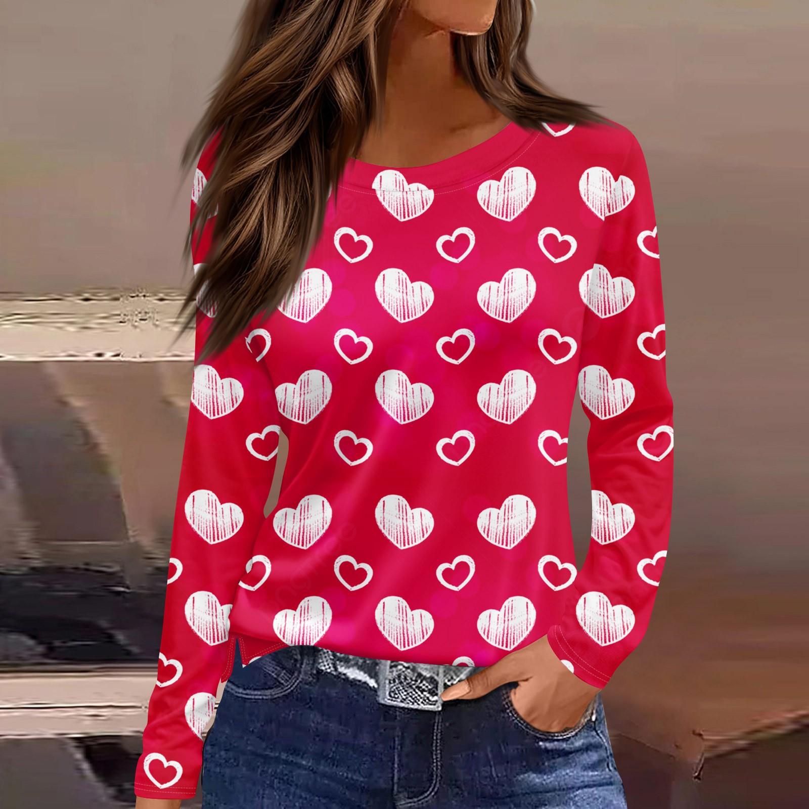 

Женская модная повседневная свободная футболка с принтом и круглым вырезом с разрезом и длинным рукавом, женский топ XXL красный